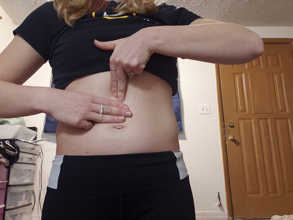 repeat the process three fingers above your belly button
