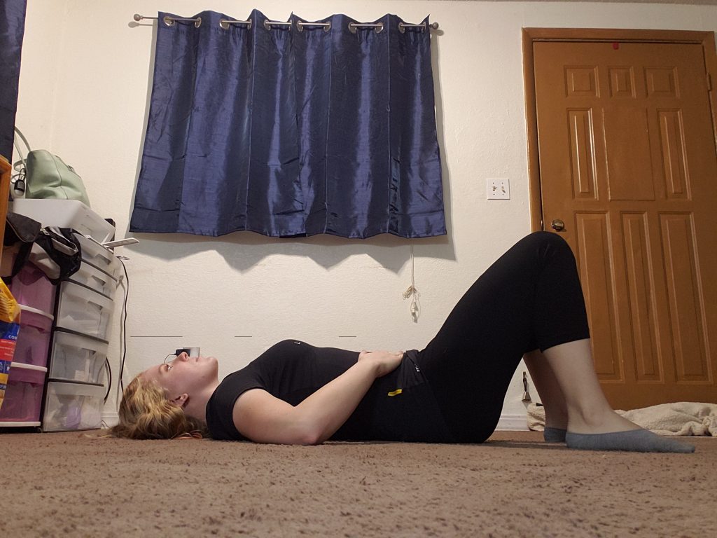 Lay flat to test for diastasis recti