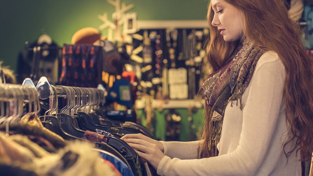 Thrift store shopping for baby clothes