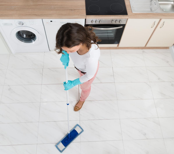 woman mopping
