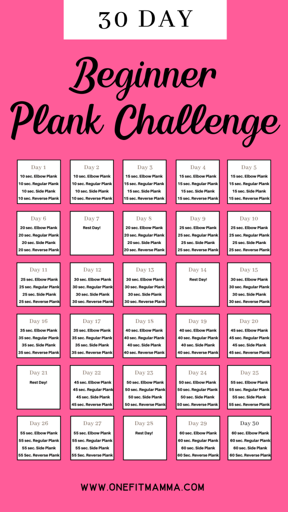 30 day beginner plank challenge printable