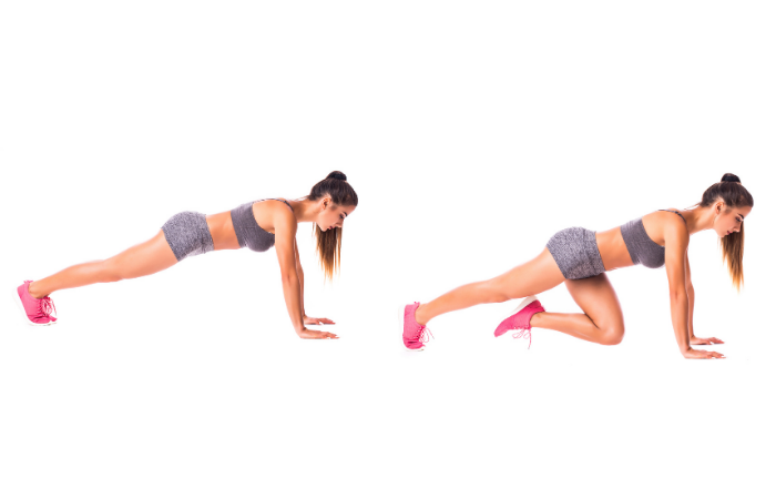plank with a leg pull through for a 6 minute plank workout
