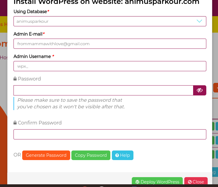 set up your username and password to log into wordpress to start your blog.