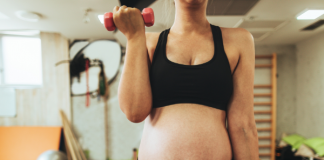 pregnant woman working out